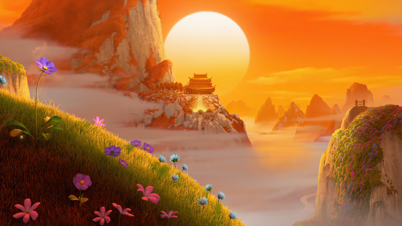 Обои Oogway, атмосфера, облако, дневное время, растение в разрешении 1366x768