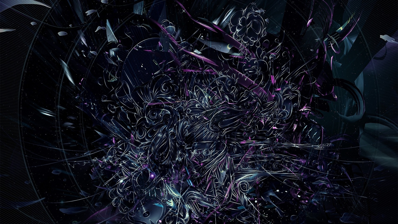 Обои пурпур, Фиолетовый, фрактальное искусство, спецэффекты, космос в разрешении 1366x768