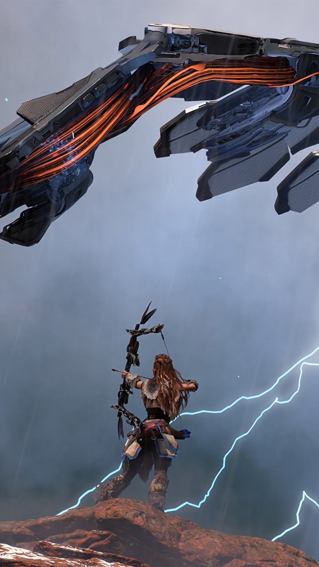 Обои горизонт ноль рассвета, playstation 4, партизанские игры, Алой, дракон в разрешении 1080x1920