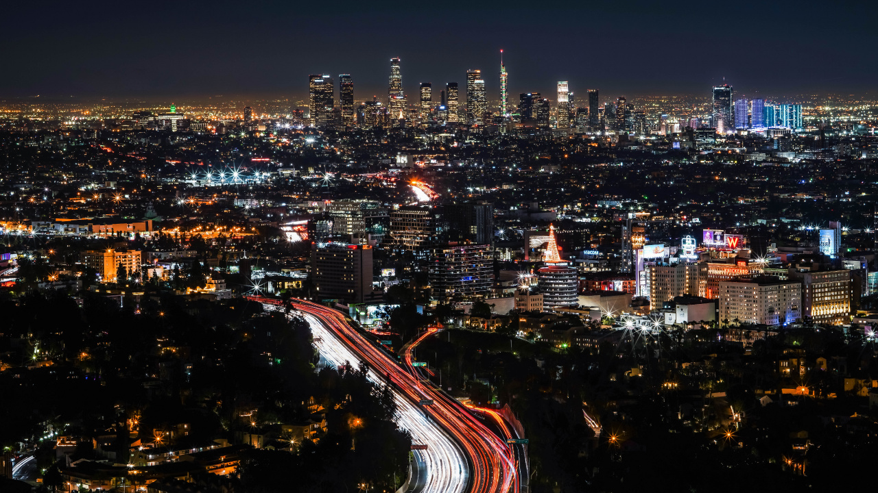 Обои населенный пункт, с высоты птичьего полета, городской пейзаж, деловой район, метрополия в разрешении 1280x720