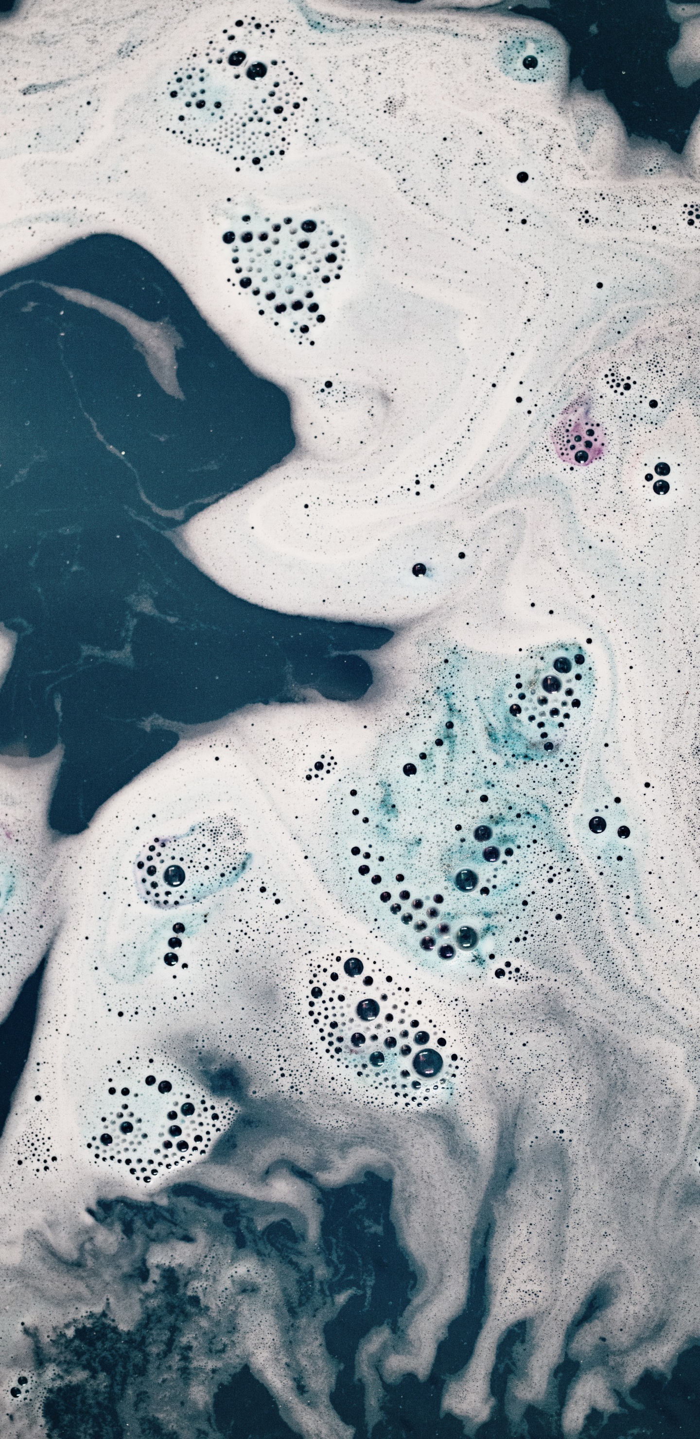 Обои пузырь, жидкий, вода, синий, арт в разрешении 1440x2960