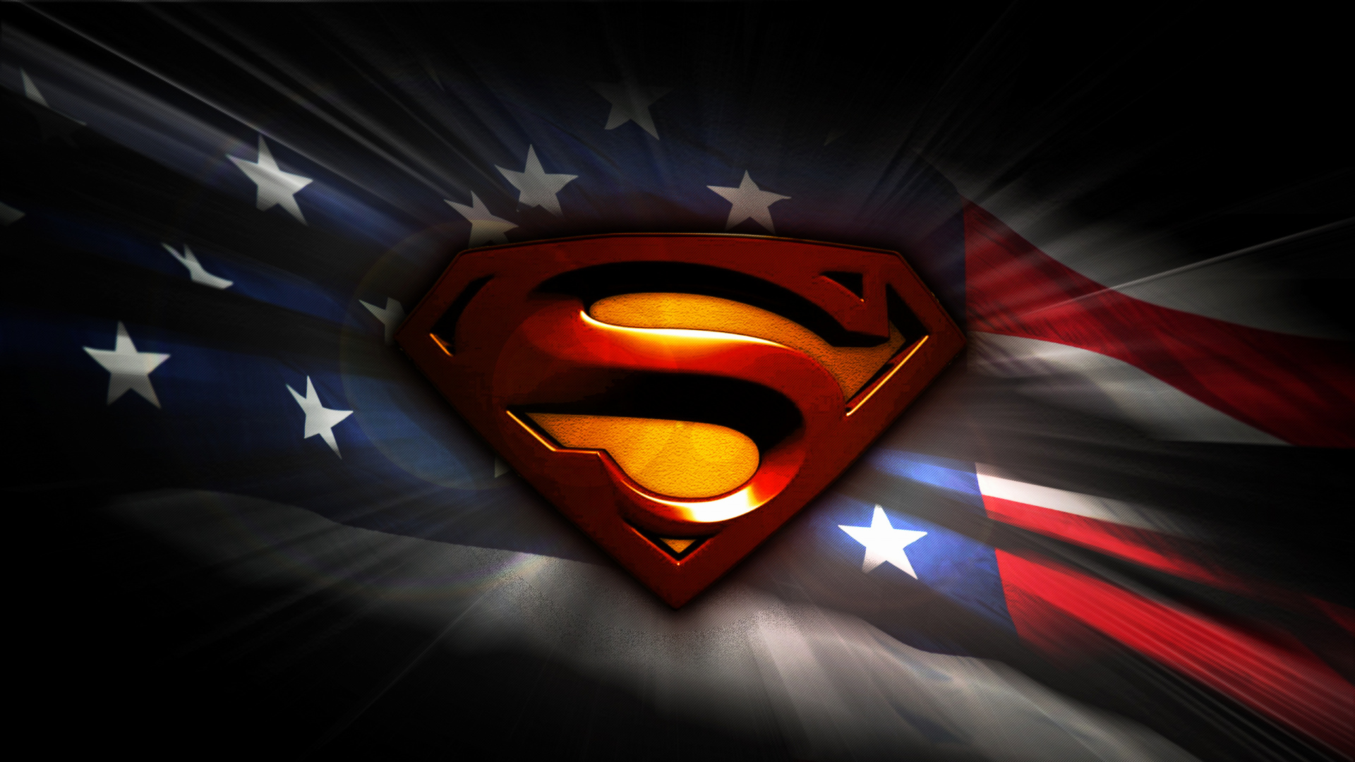 Обои Супермен, Логотип супермена, супергерой, темнота, графика в разрешении 1920x1080