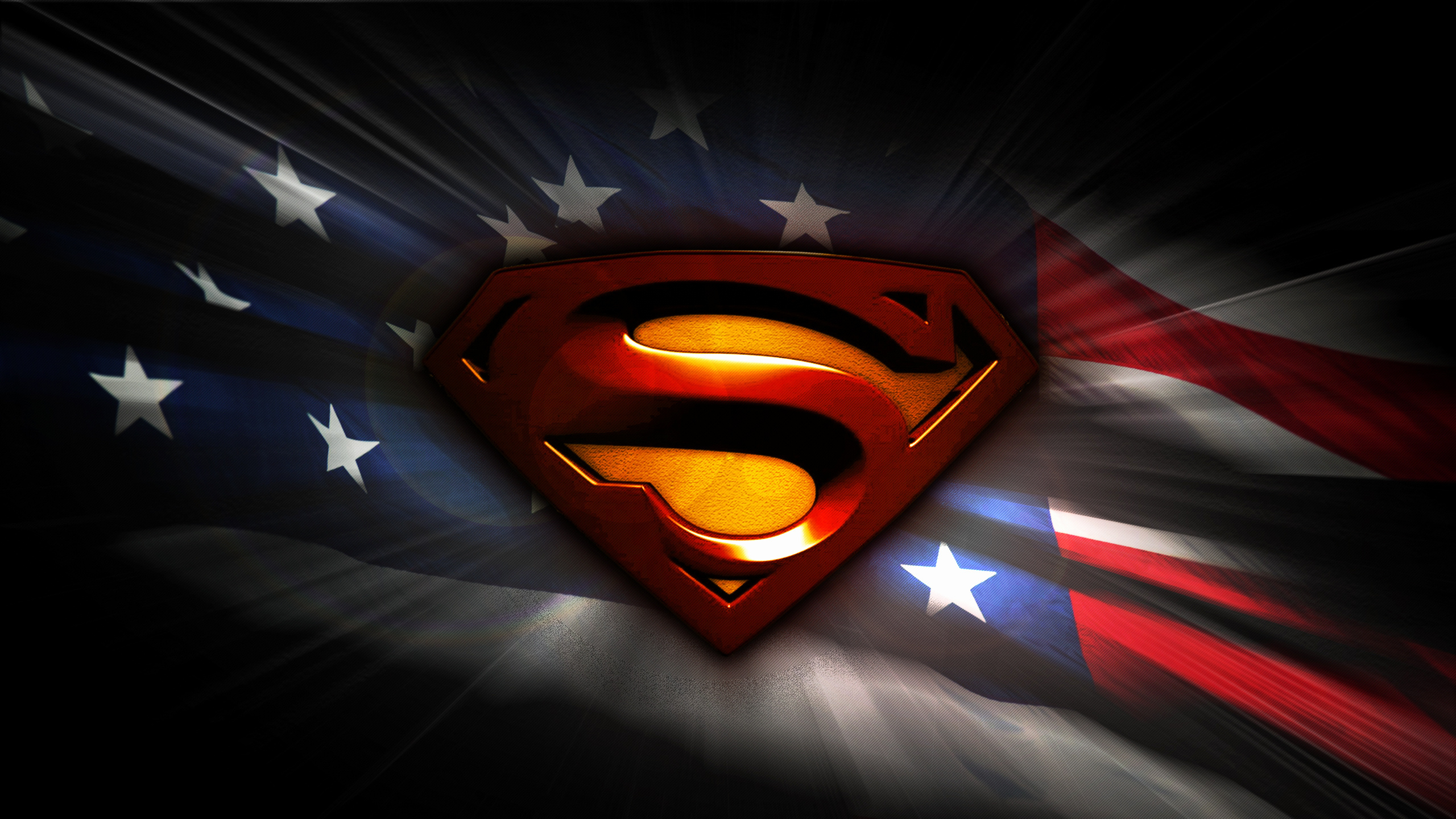 Обои Супермен, Логотип супермена, супергерой, темнота, графика в разрешении 2560x1440
