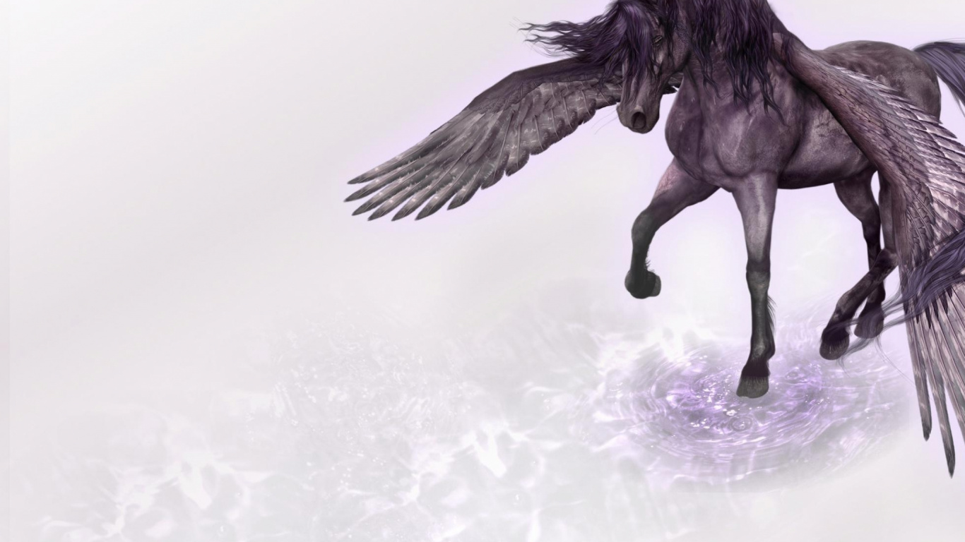 Обои конь, Пегас, грива, Мустанг лошадь, жеребец в разрешении 1366x768