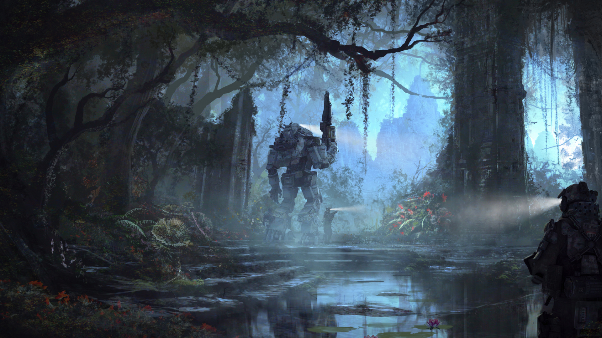 Обои titanfall, респаун развлечения, electronic arts, лес, дерево в разрешении 1920x1080