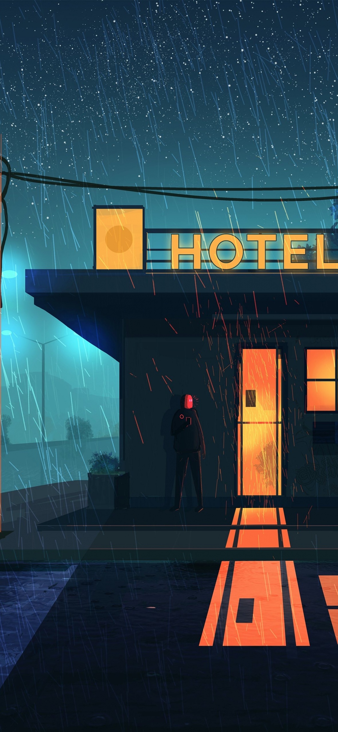 Обои Хотел, арт, автомобильное освещение, электричество, газ в разрешении 1125x2436