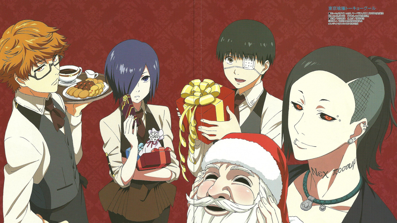 Обои Кен kaneki, Нишио Нишики, Рождественский день, Токио вурдалак, вурдалак в разрешении 1366x768