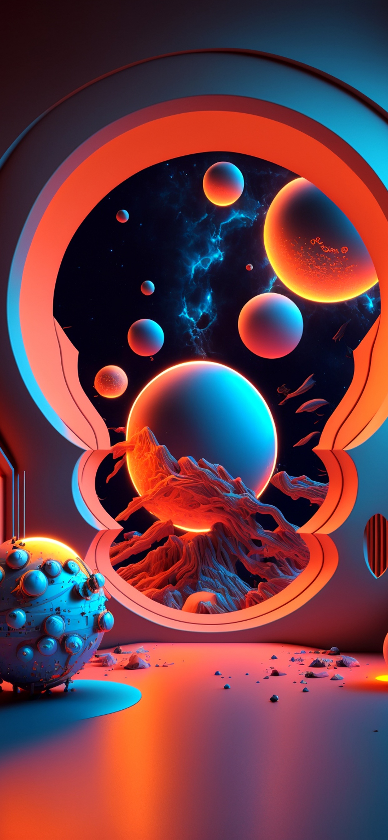 Обои круг, Создайте, мир, фрактальное искусство, производящее впечатление в разрешении 1242x2688