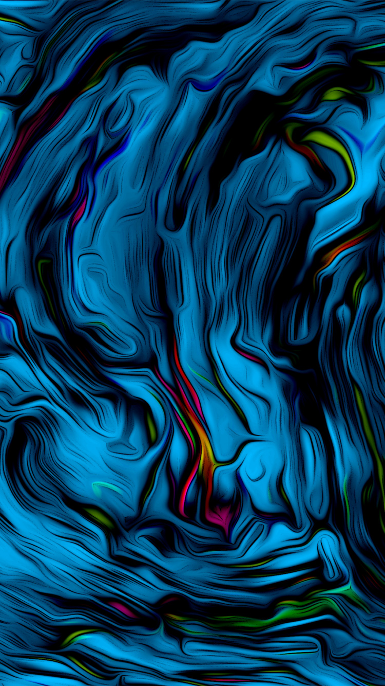 Обои вода, синий, живопись, узор, электрик в разрешении 750x1334