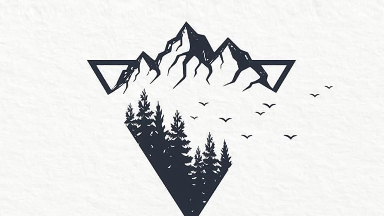 Обои графика, растение, треугольник, здание, арт в разрешении 1280x720