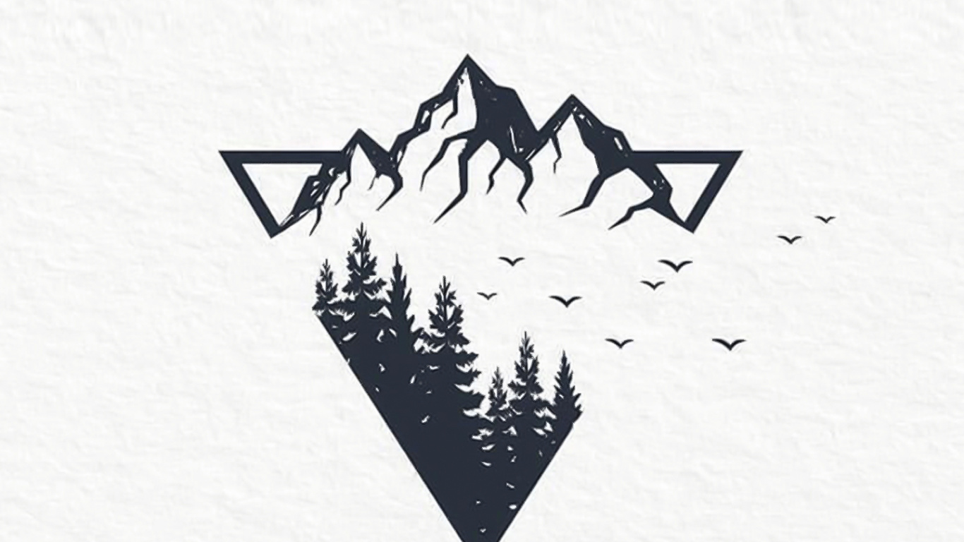 Обои графика, растение, треугольник, здание, арт в разрешении 1366x768