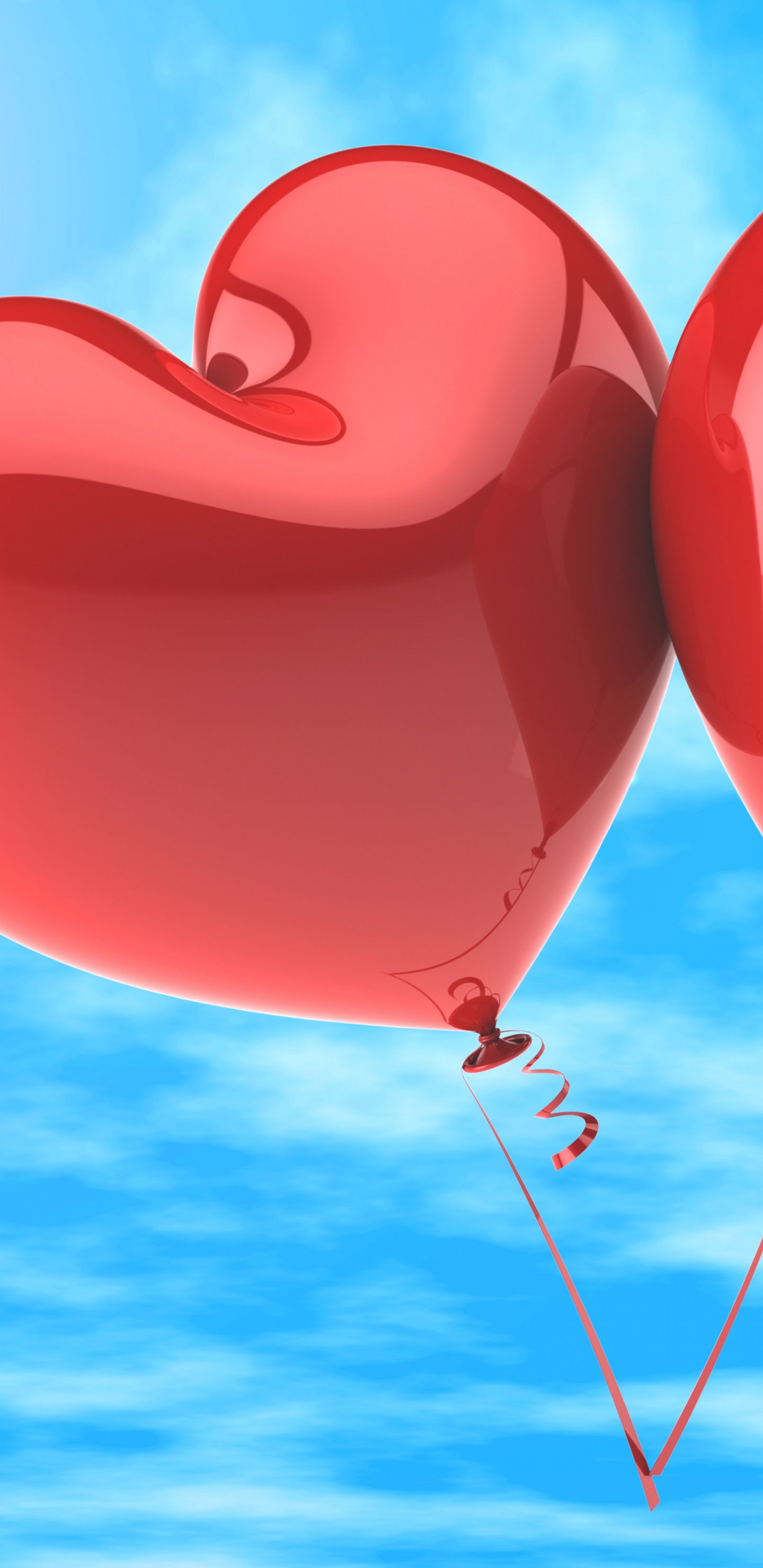 Обои сердце, воздушный шарик, любовь, красный цвет, День Святого Валентина в разрешении 1440x2960