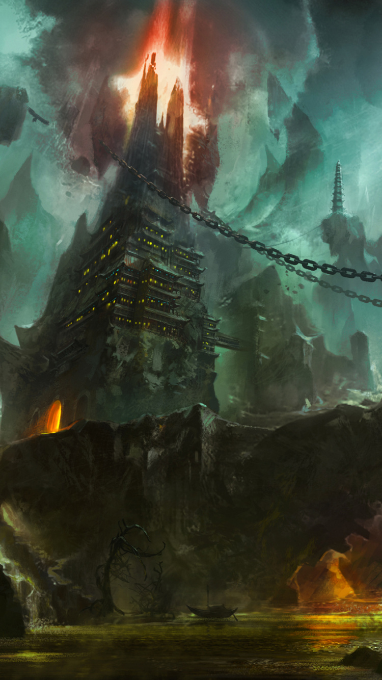 Обои арт, цифровое искусство, концепт арт, компьютерная игра, дракон в разрешении 750x1334