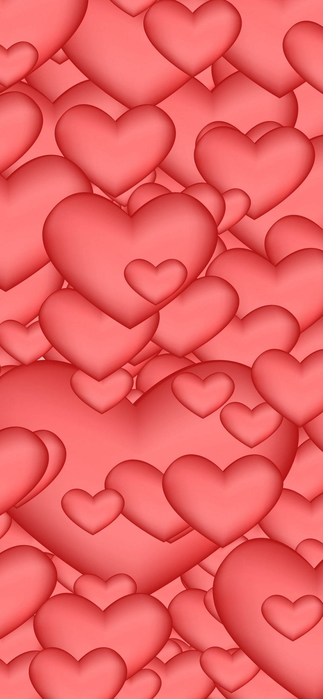 Обои сердце, розовый, красный цвет, День Святого Валентина, узор в разрешении 1125x2436
