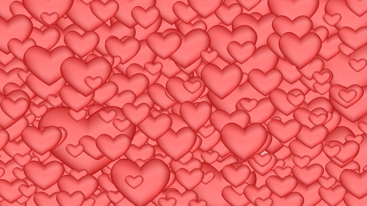 Обои сердце, розовый, красный цвет, День Святого Валентина, узор в разрешении 1280x720