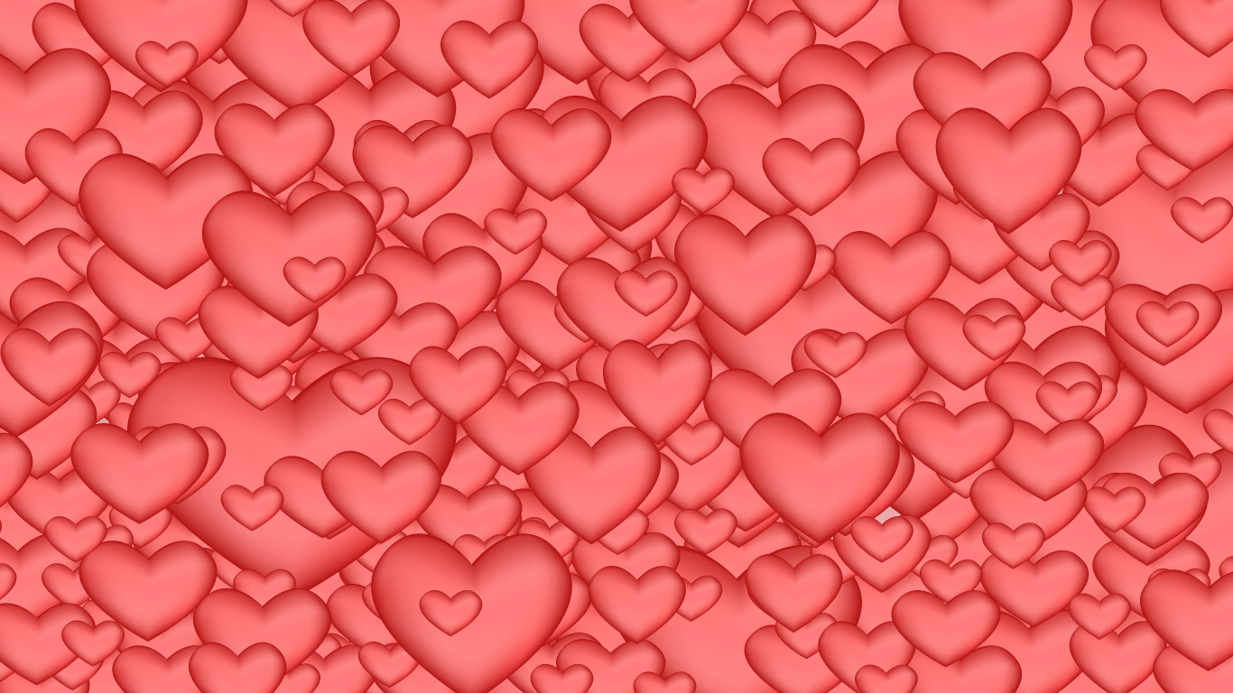 Обои сердце, розовый, красный цвет, День Святого Валентина, узор в разрешении 1366x768