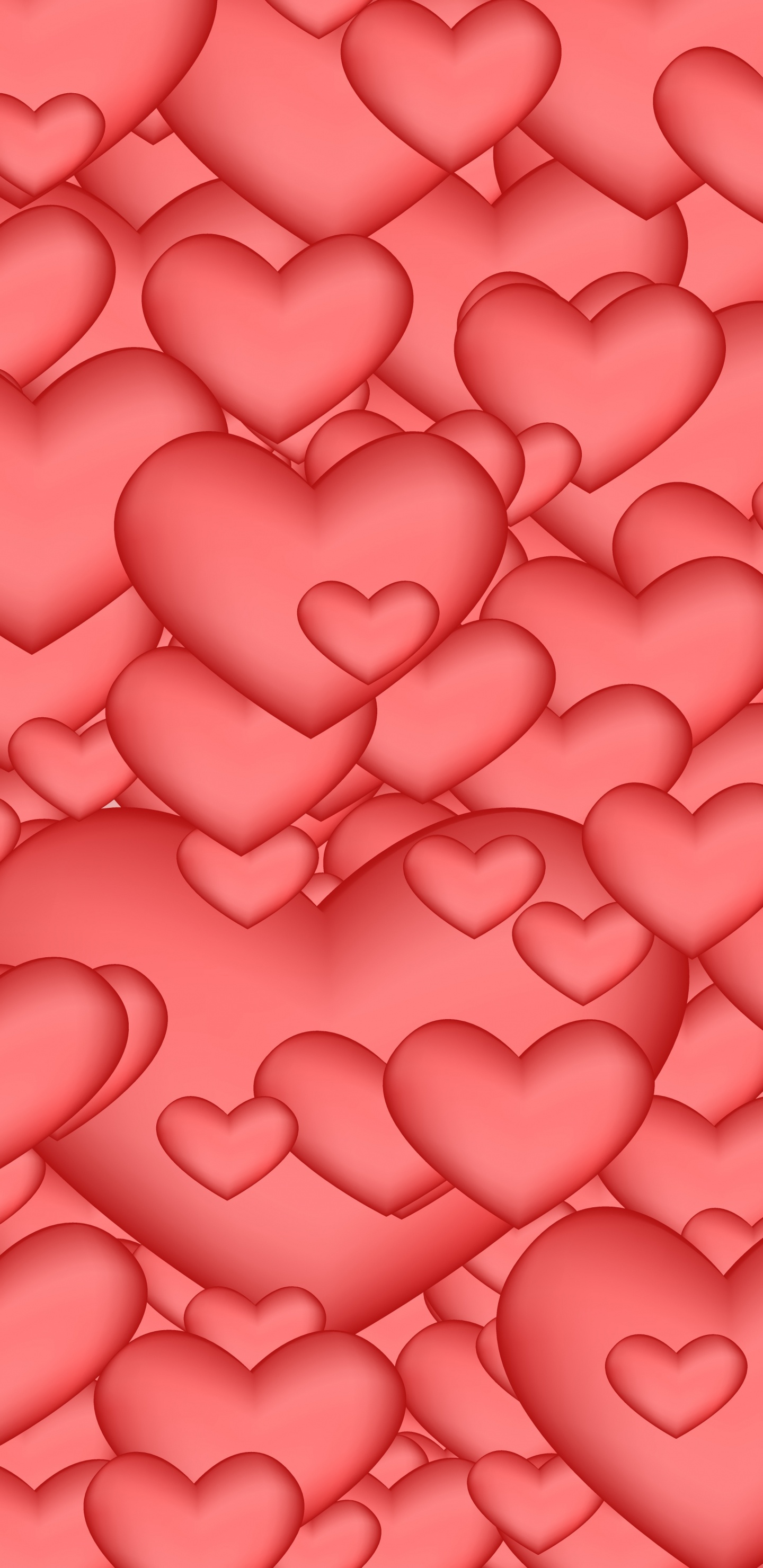 Обои сердце, розовый, красный цвет, День Святого Валентина, узор в разрешении 1440x2960