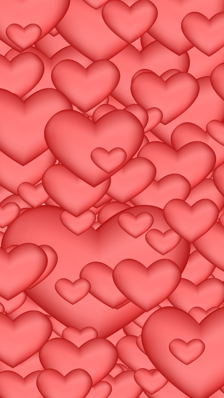 Обои сердце, розовый, красный цвет, День Святого Валентина, узор в разрешении 750x1334