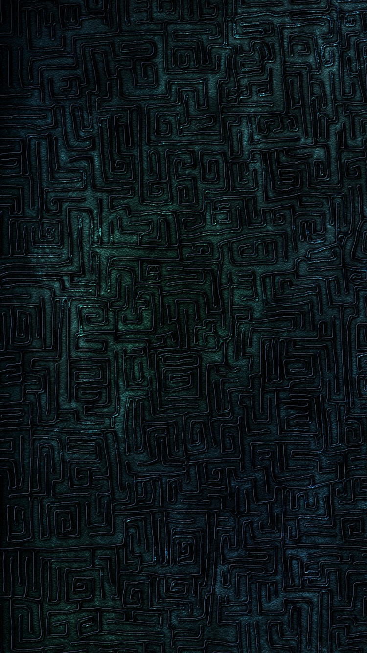 Обои темнота, черный, узор, лабиринт, атмосфера в разрешении 750x1334
