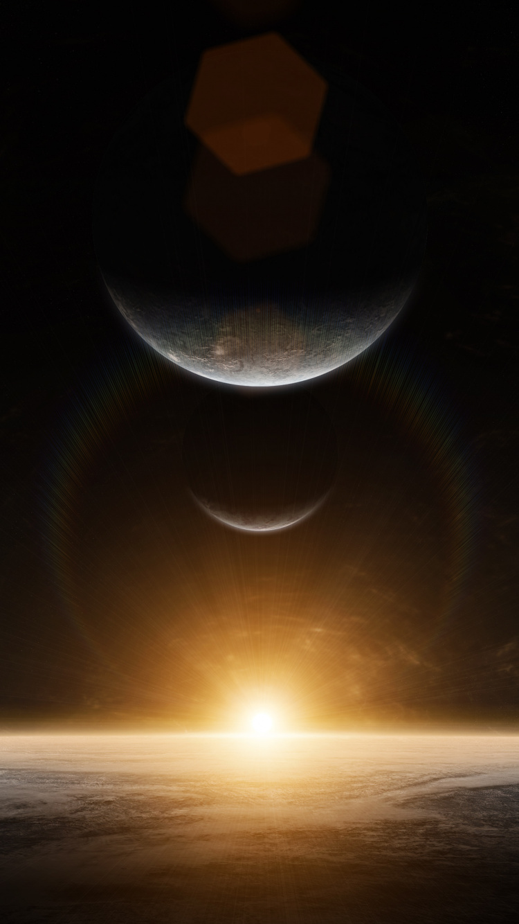 Обои атмосфера, луна, астрономический объект, свет, космическое пространство в разрешении 750x1334