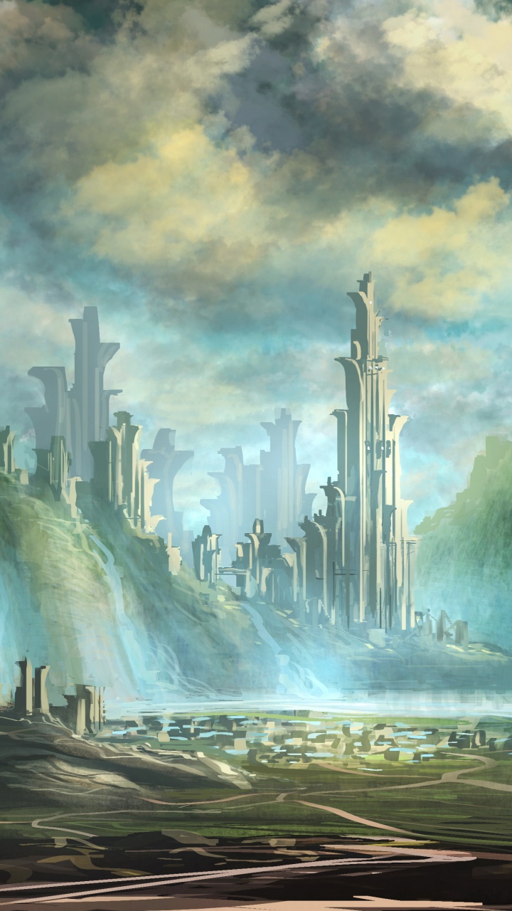 Обои фэнтези, живопись, природа, гидроресурсы, вода в разрешении 720x1280