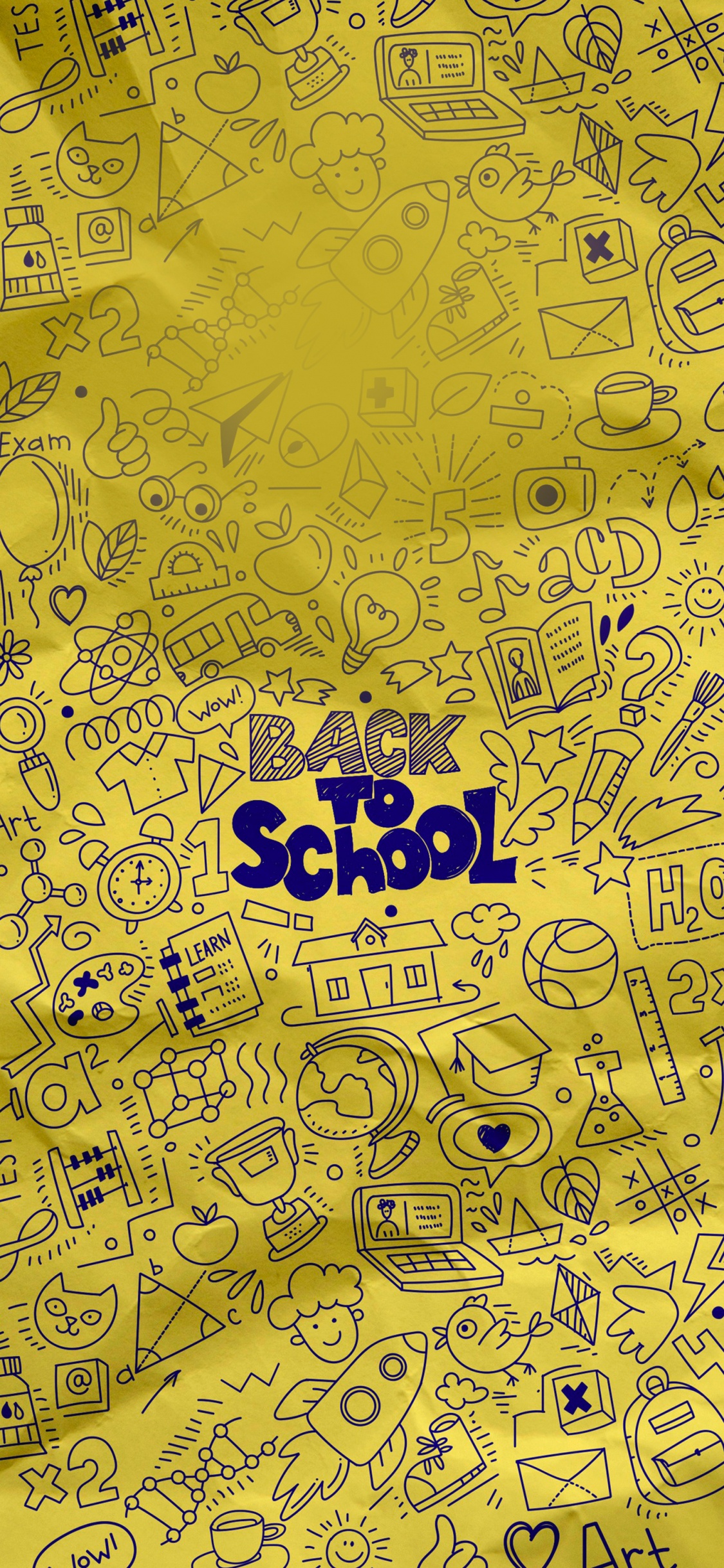 Обои узор, желтый, текст, красочность, арт в разрешении 1125x2436