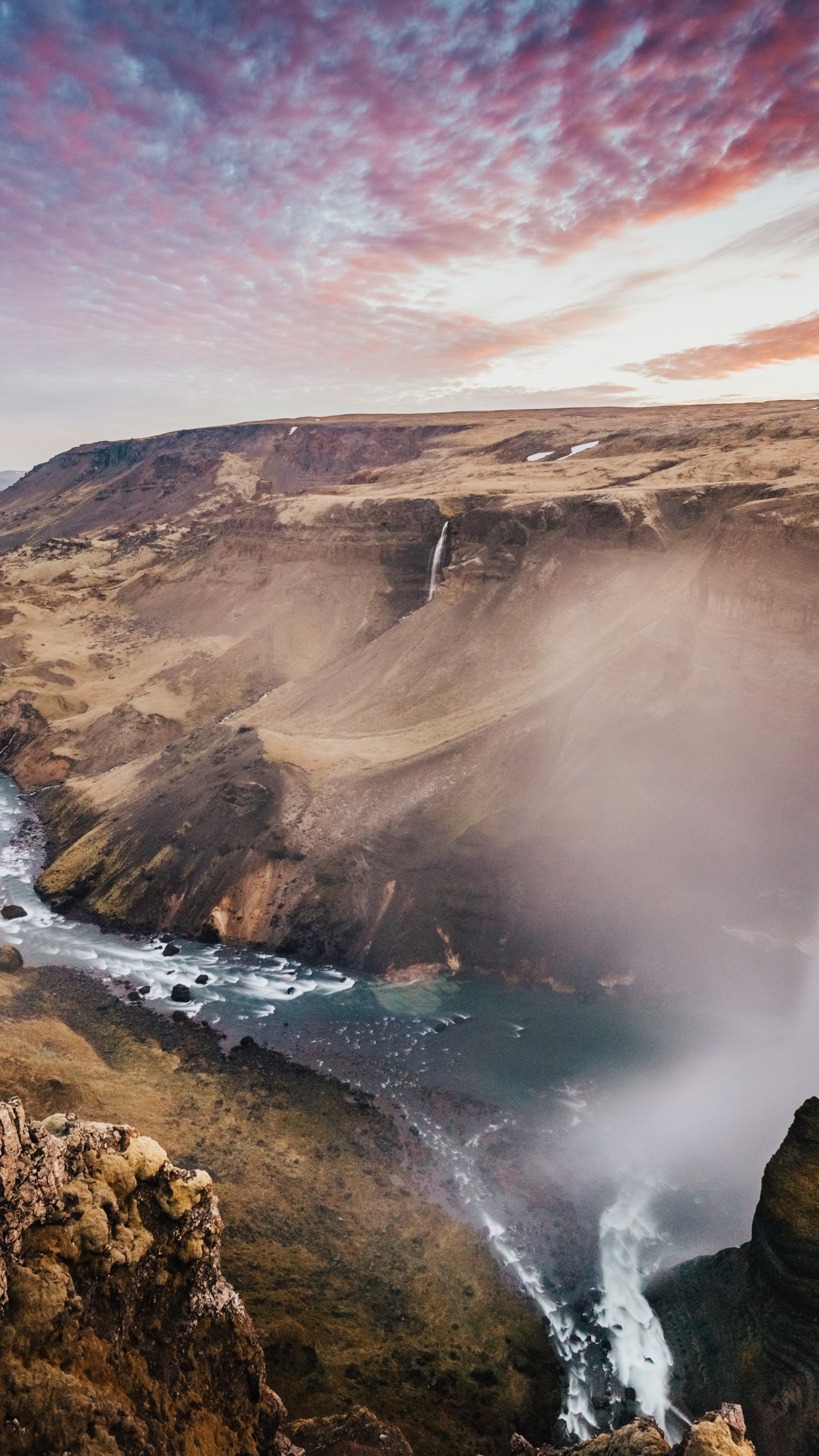 Обои Исландия бен Карпински, Хауифосс, Свартифосс, водопад, природа в разрешении 1440x2560