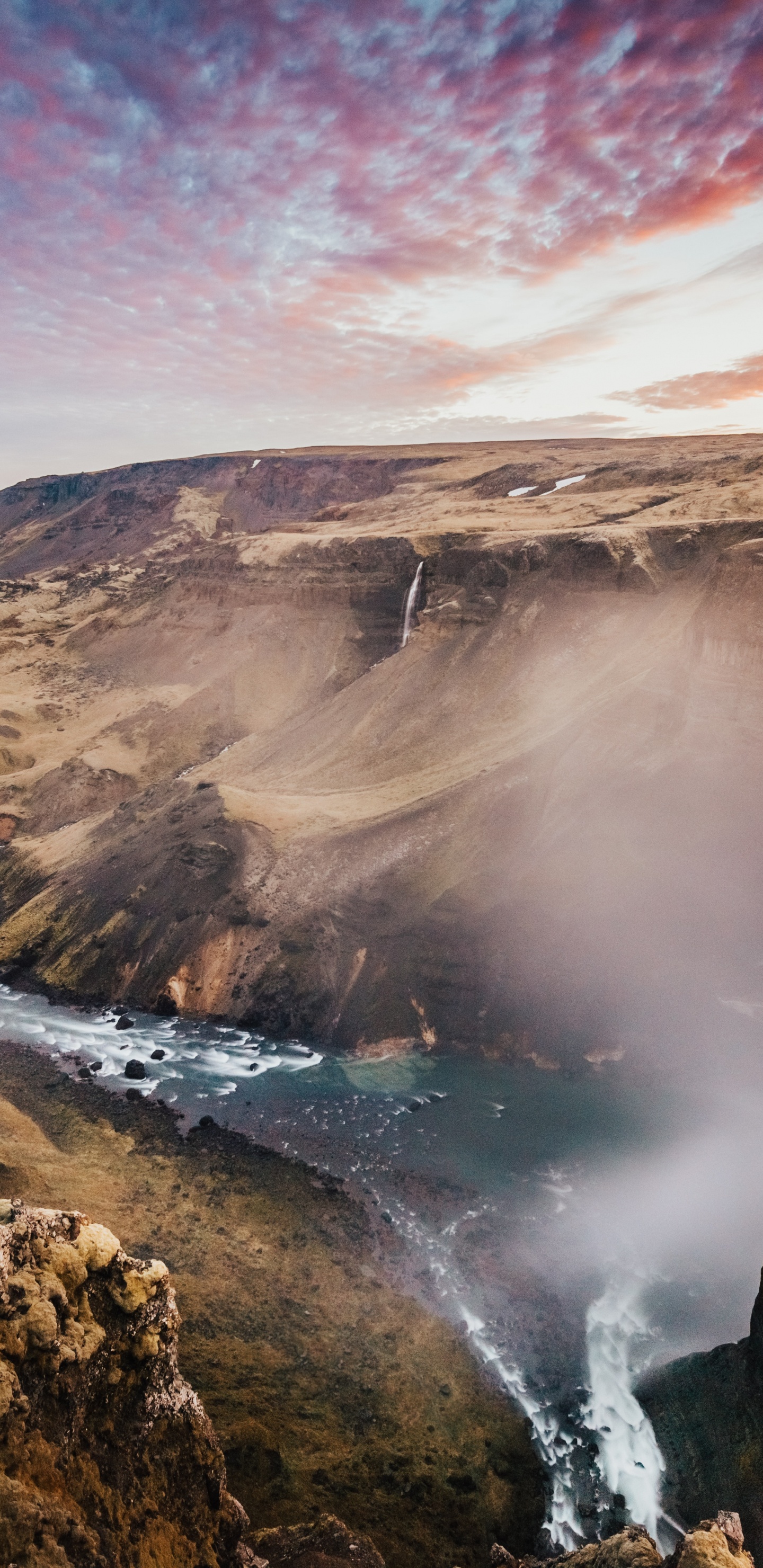 Обои Исландия бен Карпински, Хауифосс, Свартифосс, водопад, природа в разрешении 1440x2960