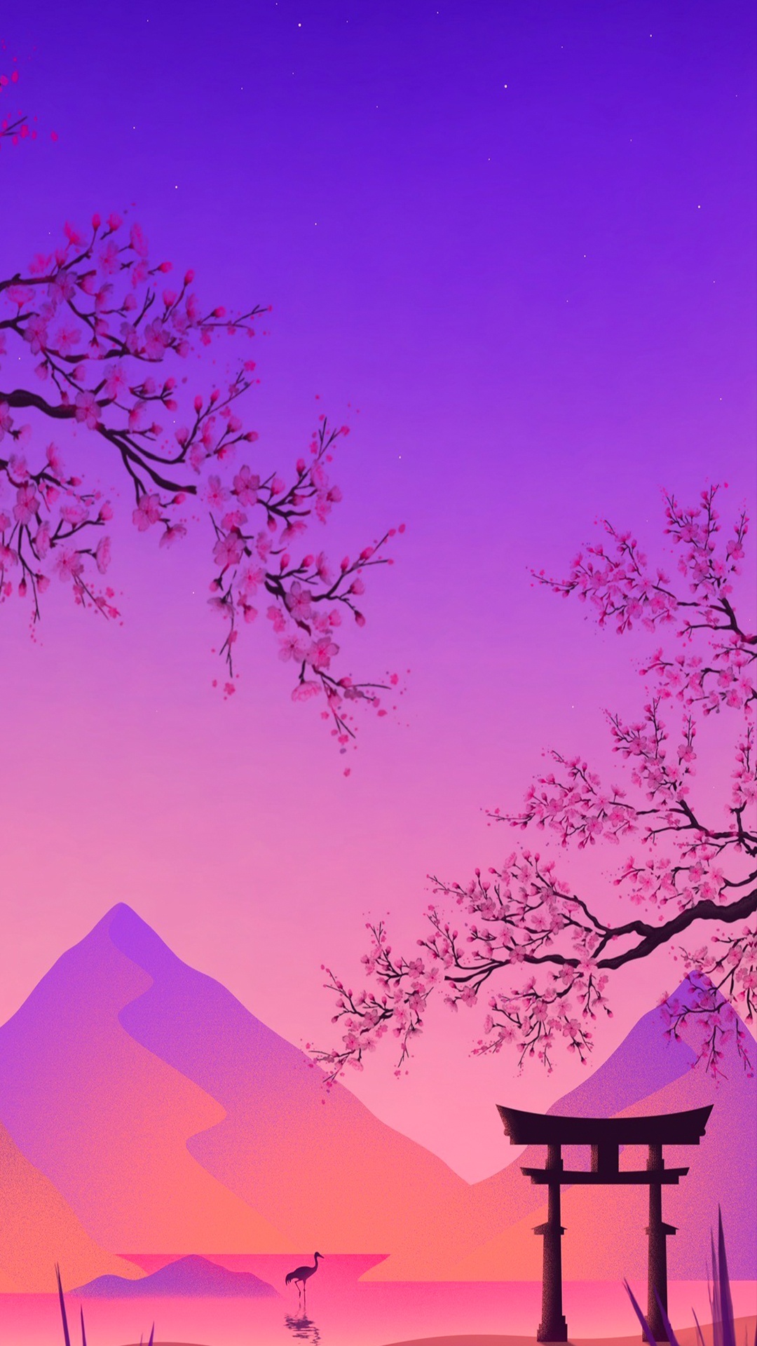 Обои живопись, акриловая краска, тории, рисование, атмосфера в разрешении 1080x1920