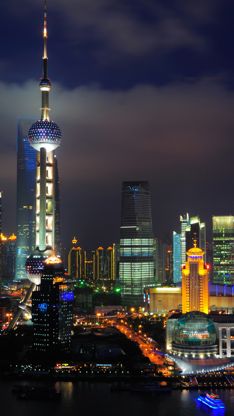 Обои ночь, город, городской пейзаж, метрополия, линия горизонта в разрешении 750x1334