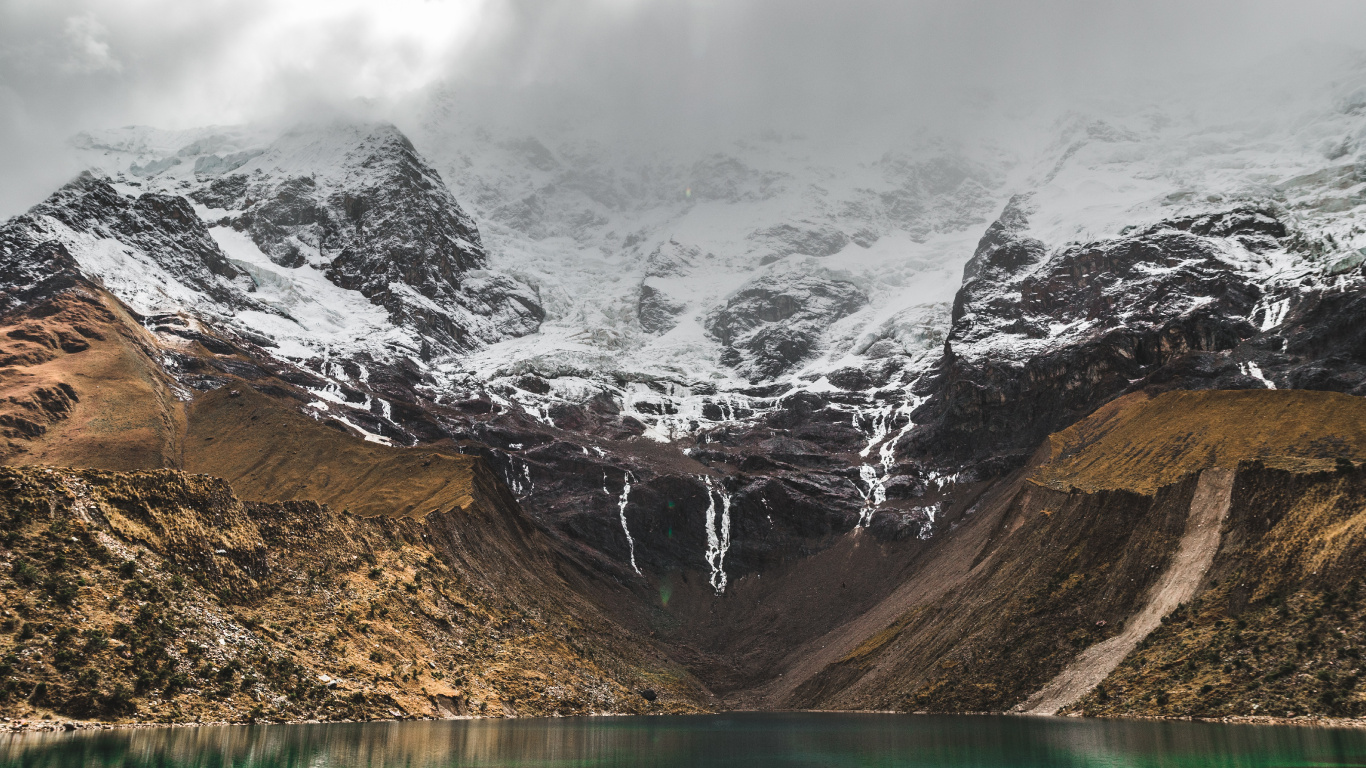 Обои горный рельеф, гора, природа, природный ландшафт, вода в разрешении 1366x768