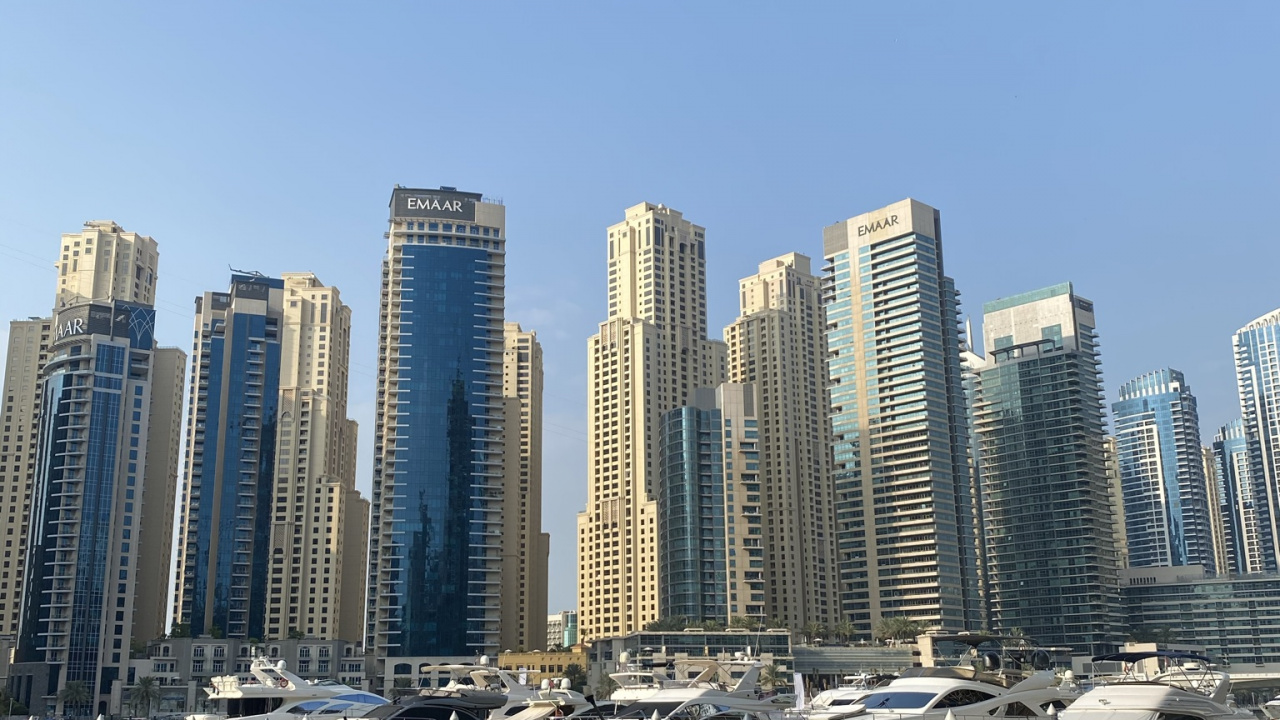 Обои Дубай, Марина, башня, судно, город в разрешении 1280x720