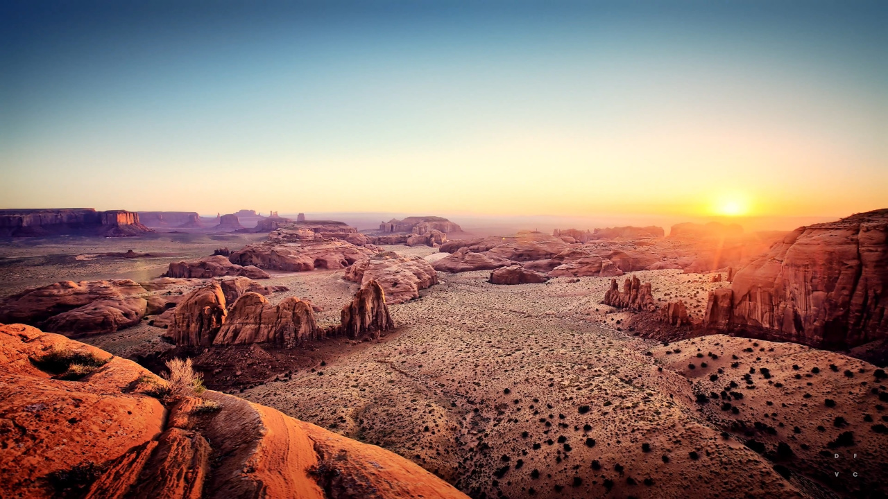 Обои бесплодные земли, горизонт, утро, дикая местность, небо в разрешении 1280x720