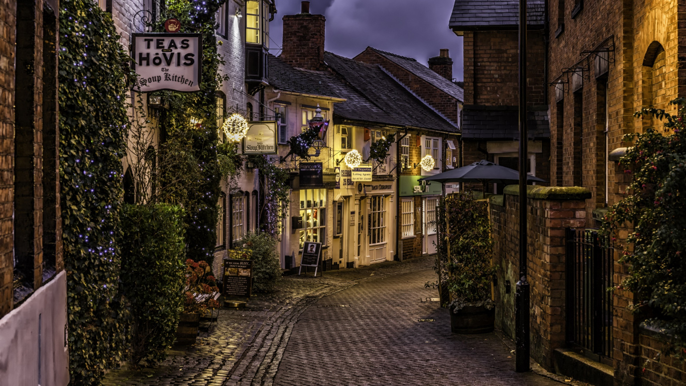 Обои Англия, улица, аллея, городок, дорога в разрешении 1366x768