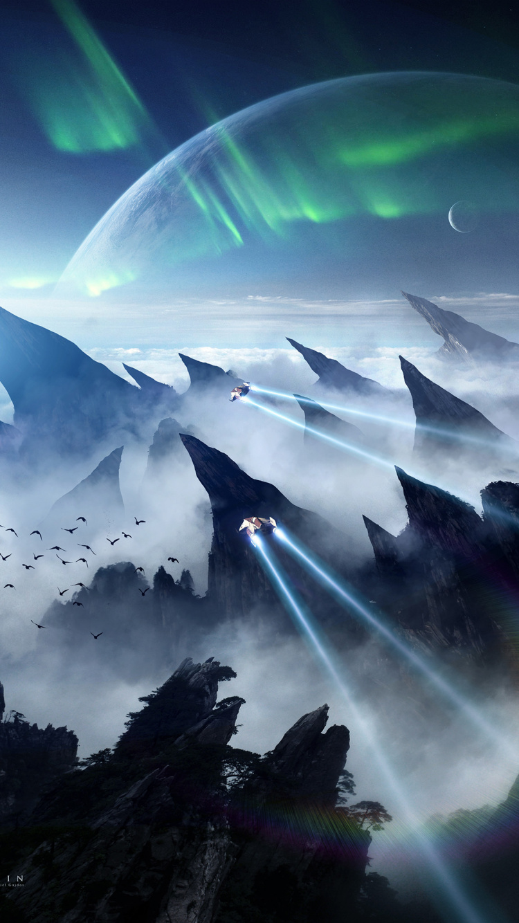 Обои атмосфера, космос, облако, мир, видеоигра в разрешении 750x1334