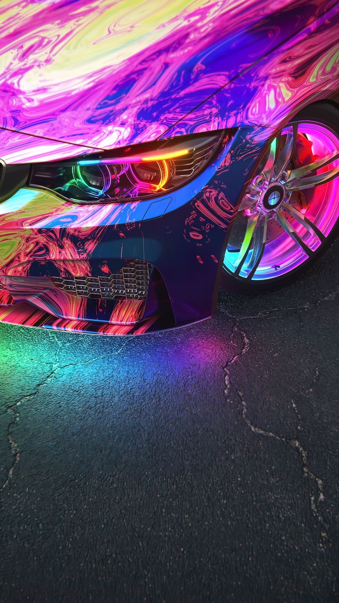 Обои bmw, легковые автомобили, спорткар, луназ, автомобильное освещение в разрешении 1080x1920