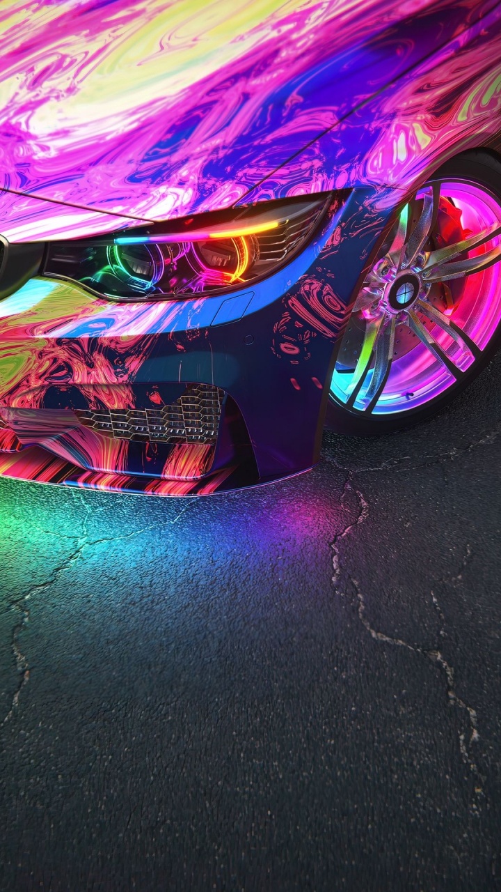 Обои bmw, легковые автомобили, спорткар, луназ, автомобильное освещение в разрешении 720x1280