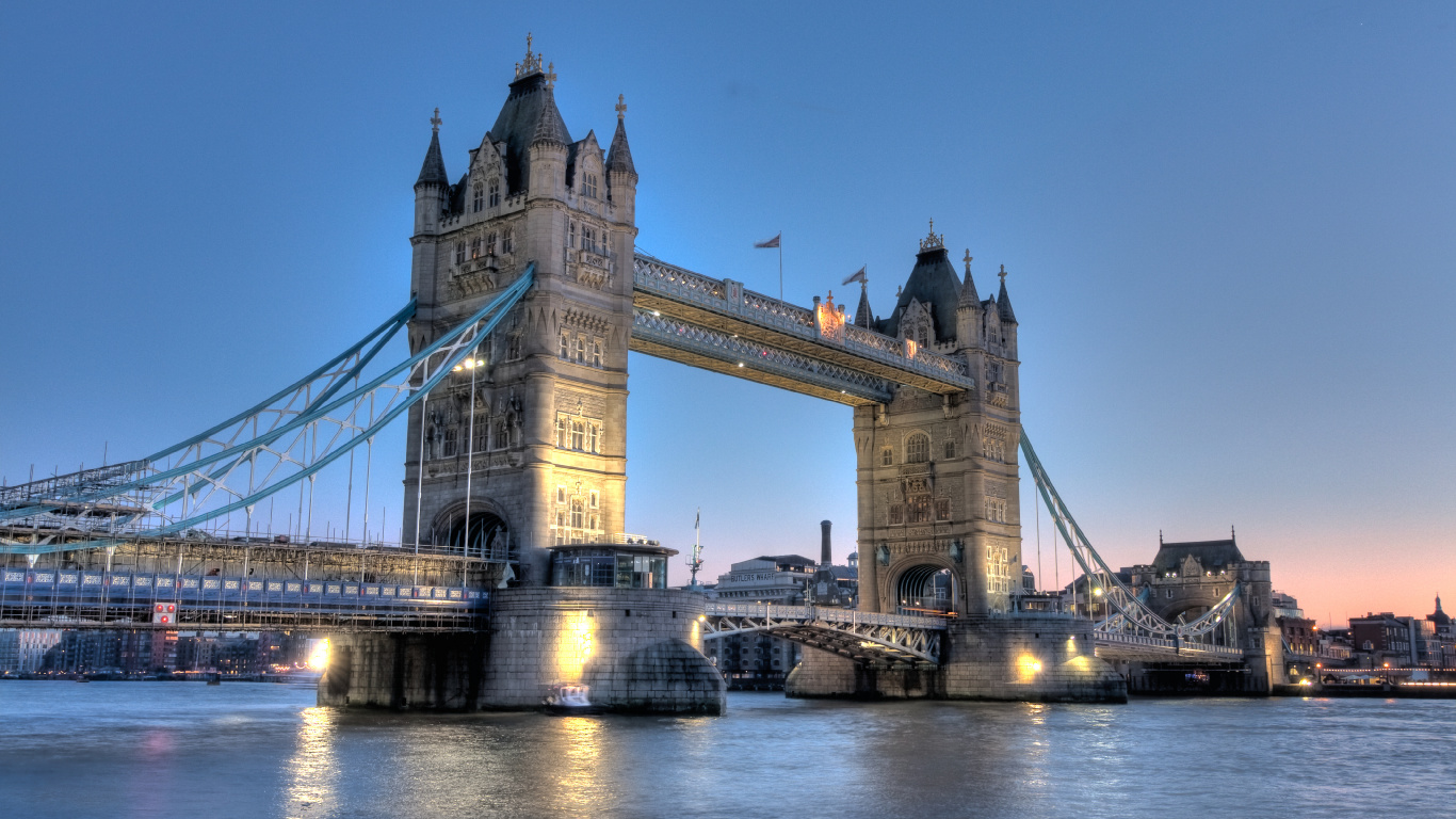 Обои тауэрский мост, река темза, достопримечательность, ориентир, мост в разрешении 1366x768