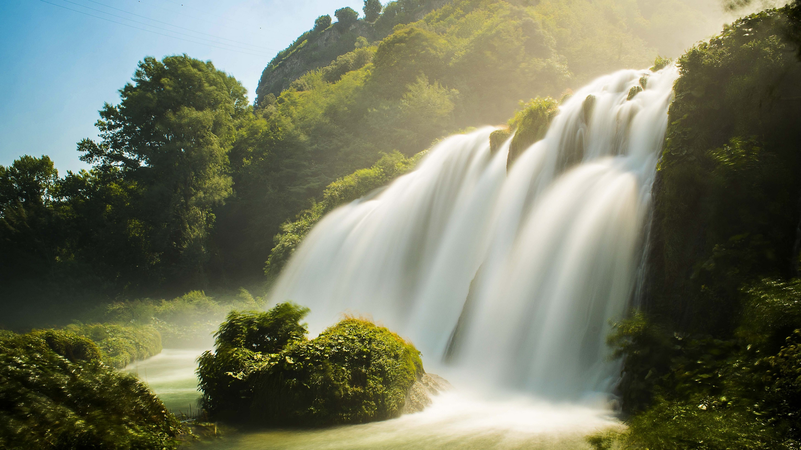 Обои водопад, гидроресурсы, водоем, природа, вода в разрешении 2560x1440