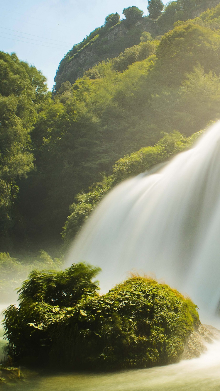 Обои водопад, гидроресурсы, водоем, природа, вода в разрешении 750x1334