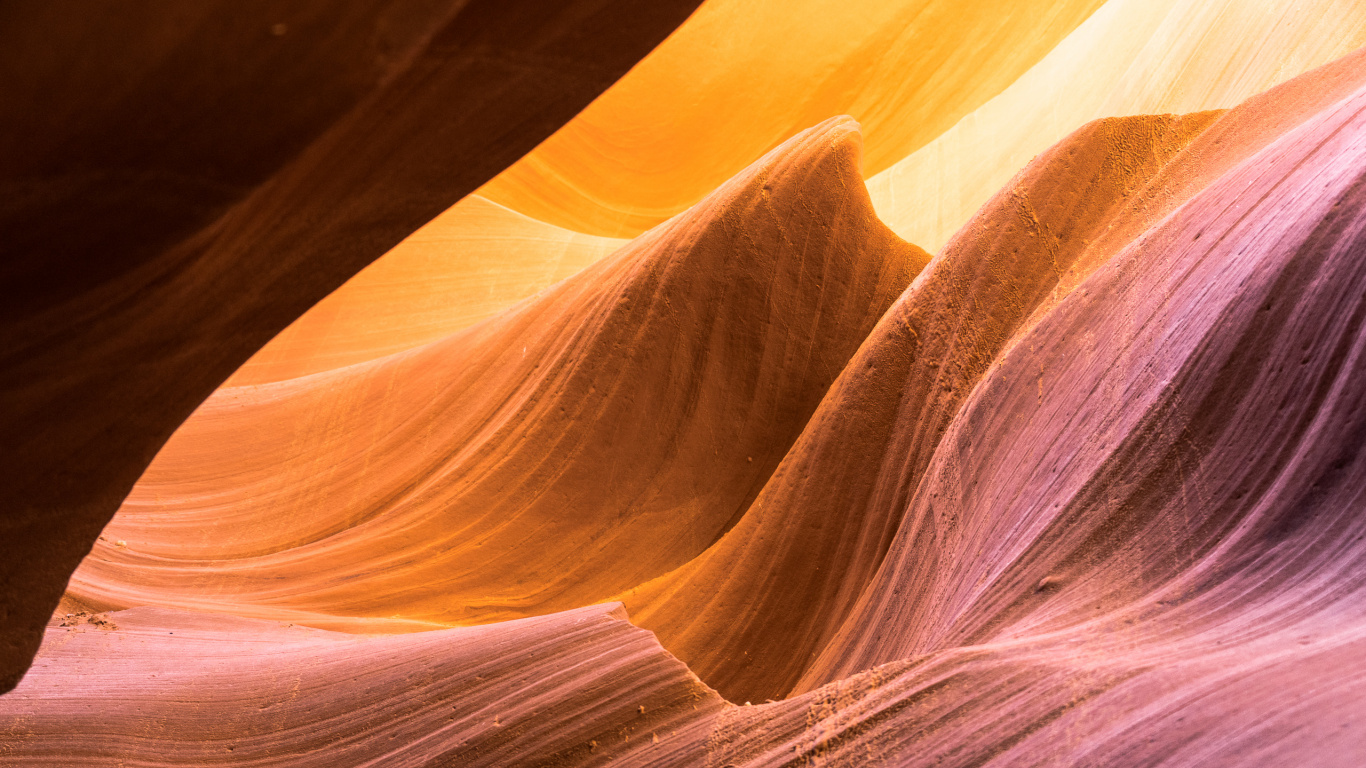 Обои красота, каньон антилопы, каньон, Апельсин, формирование в разрешении 1366x768