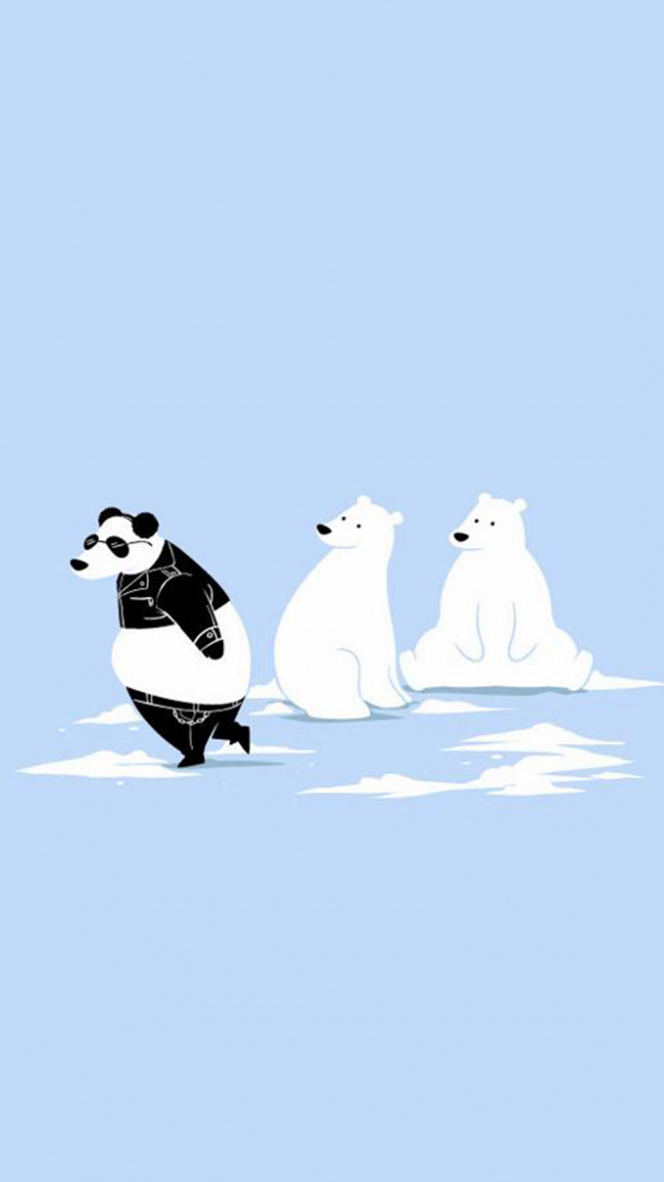 Обои белый медведь, гигантская панда, привлекательность, снег, жест в разрешении 750x1334