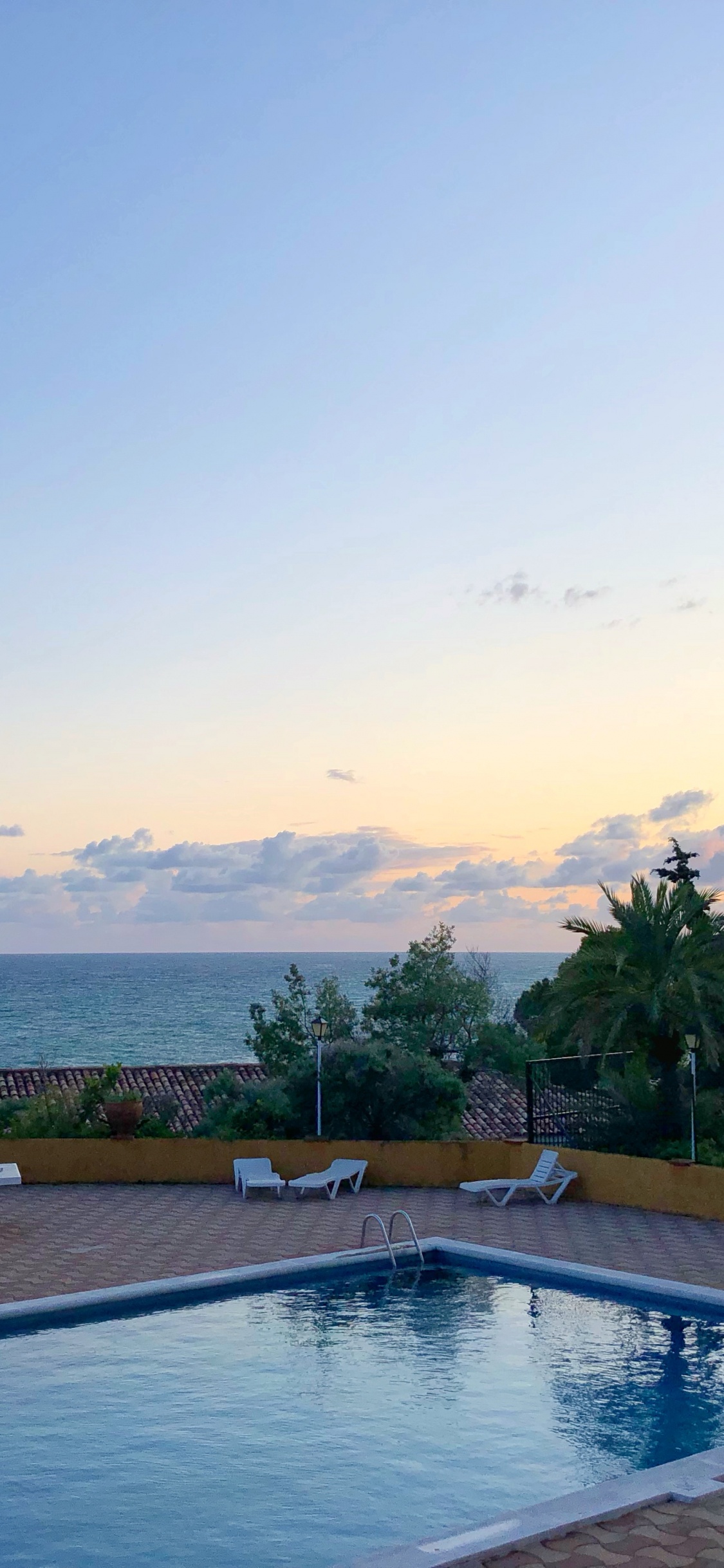 Обои прибежище, плавательный бассейн, недвижимость, пальмовые рощи, свойство в разрешении 1125x2436