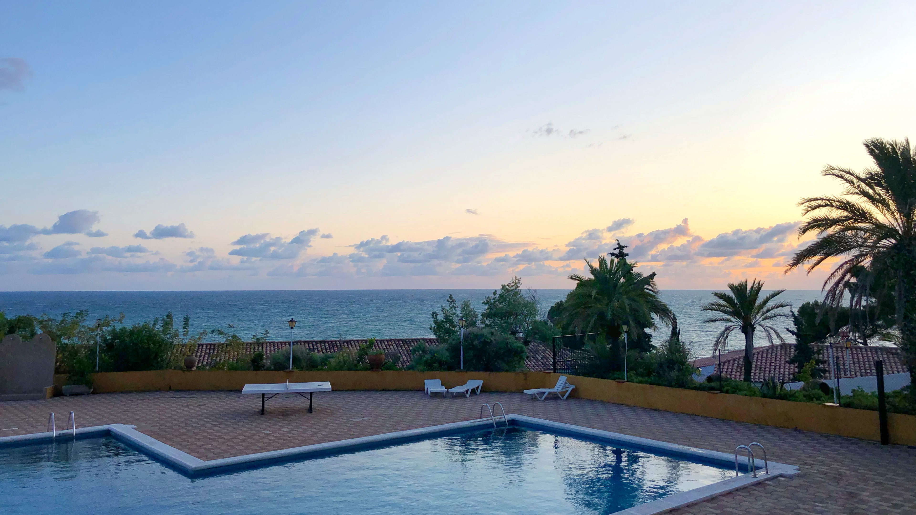 Обои прибежище, плавательный бассейн, недвижимость, пальмовые рощи, свойство в разрешении 3840x2160