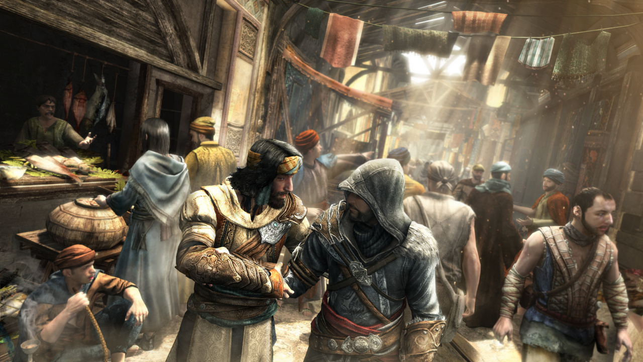 Обои assassins creed revelations, assassins creed, Эцио Аудиторе, ubisoft, компьютерная игра в разрешении 1280x720