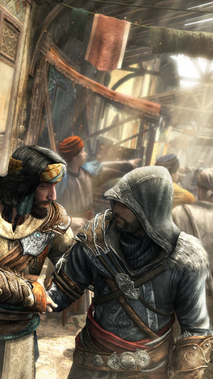 Обои assassins creed revelations, assassins creed, Эцио Аудиторе, ubisoft, компьютерная игра в разрешении 720x1280