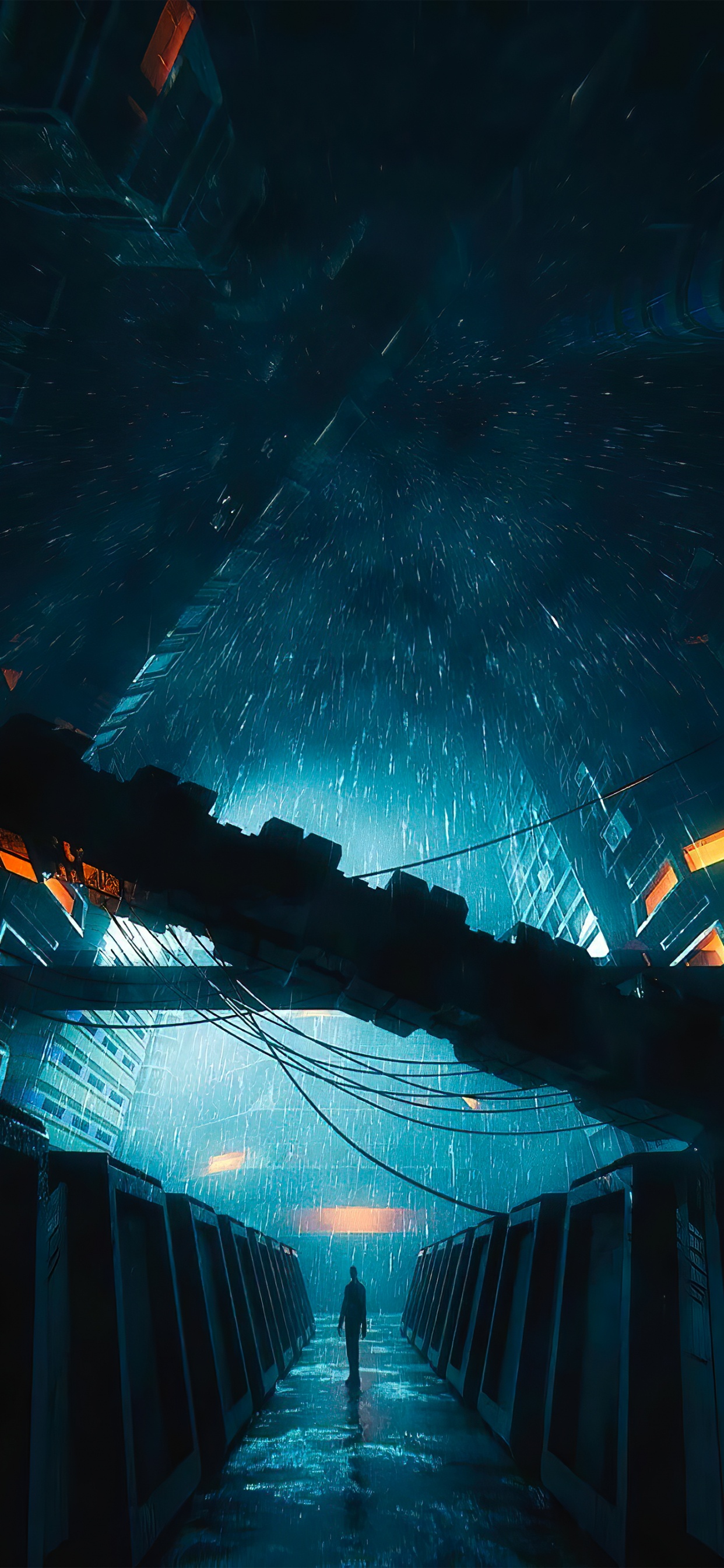 Обои вода, мир, полночь, полутона и оттенки, электрик в разрешении 1242x2688