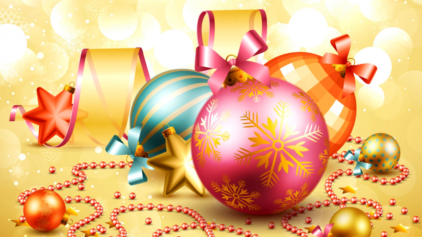 Обои Рождественский день, рождественский орнамент, Рождественские украшения, Рождество, событие в разрешении 1366x768