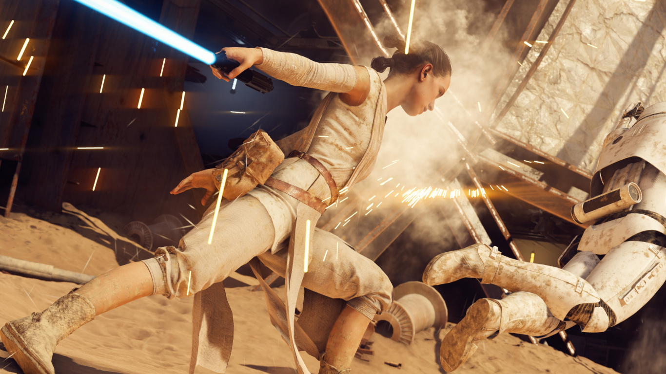 Обои Рей, star wars battlefront ii, звездные войны, видеоигра, xbox one в разрешении 1366x768