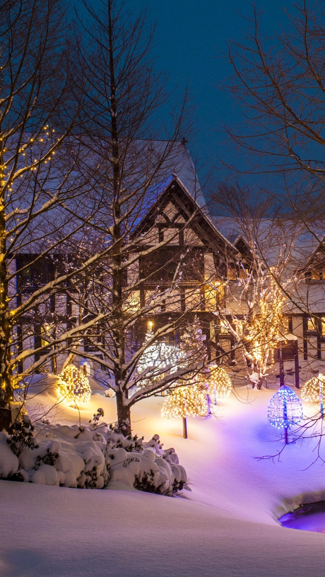 Обои Рождественский день, Рождественские украшения, зима, снег, природа в разрешении 1080x1920